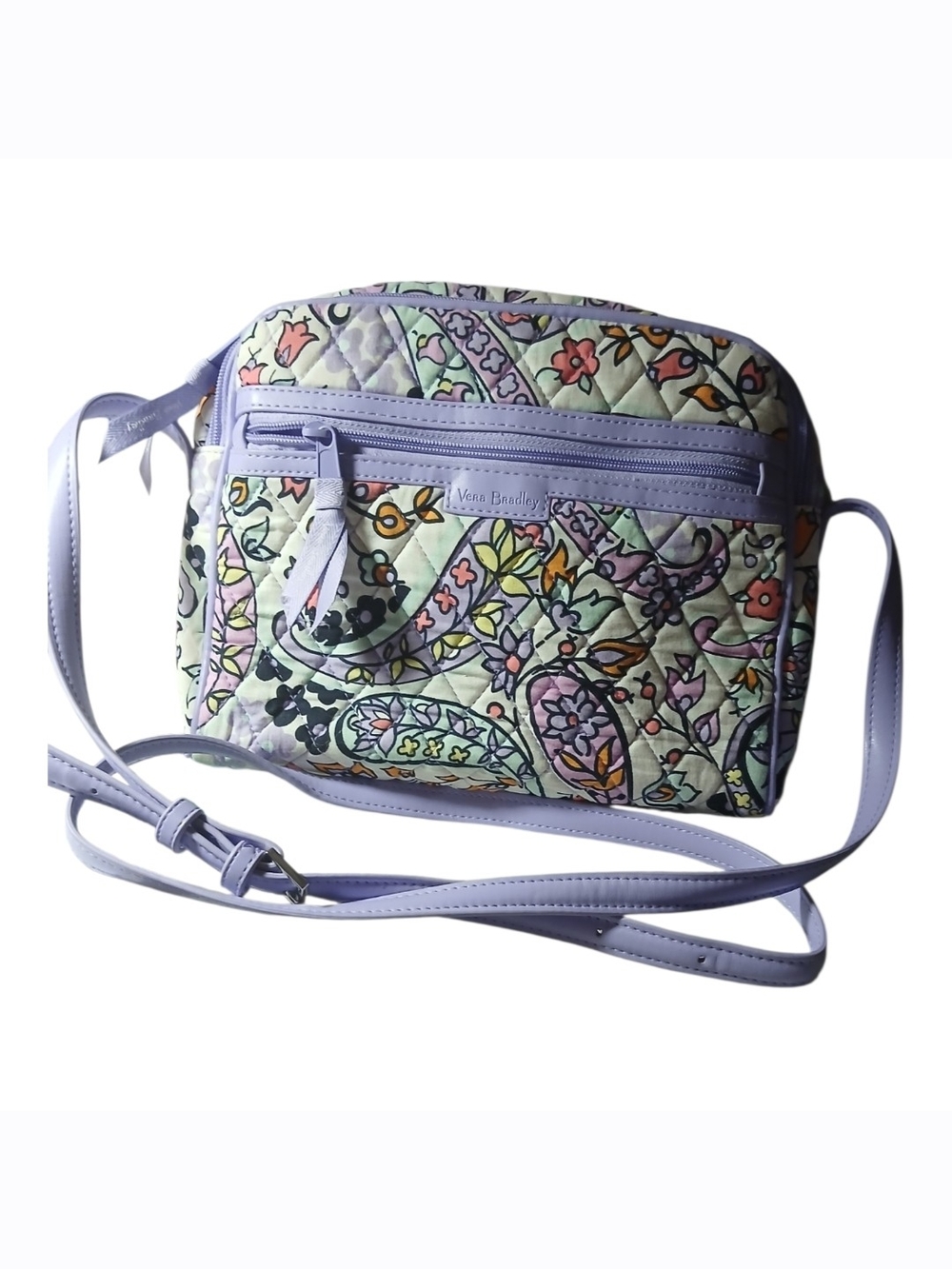Vera Bradley Pastel Lavender Quilted Floral Paisley Crossbody